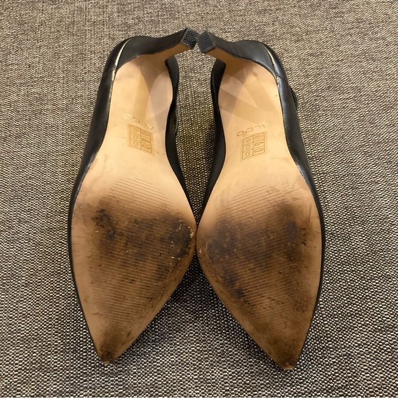 ALDO Sz 9 Pointy Toe Cap  Leather Ankle Strap Shoetie 4” Heels Shoes - Picture 6 of 9
